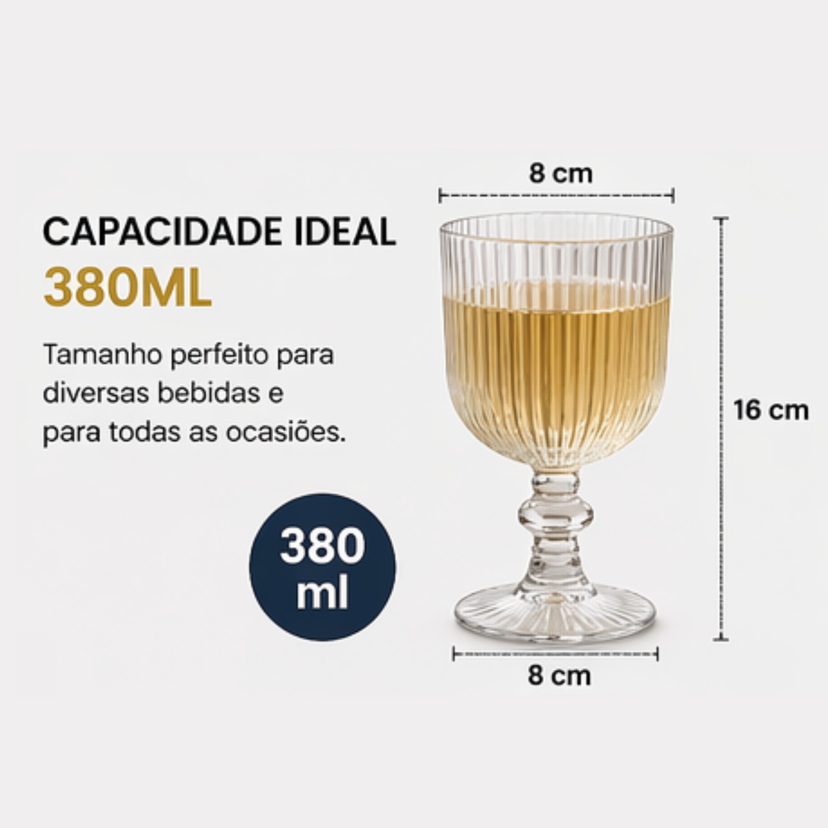 Conjunto taças caneladas Athens 380ml para mesa posta | Lgjlima Comercio