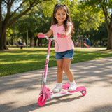 Patinete Infantil 3 Rodas Dobrável LED Rosa Menina Unitoys